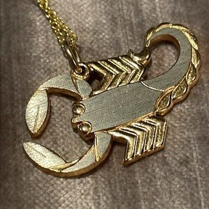 Vintage 80’s Scorpio Horoscope Necklace Scorpion & 18” Chain